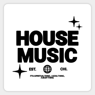 HOUSE MUSIC  - Font And Stars (Black) Magnet